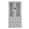 double glass doors office metal storage steel cabinet